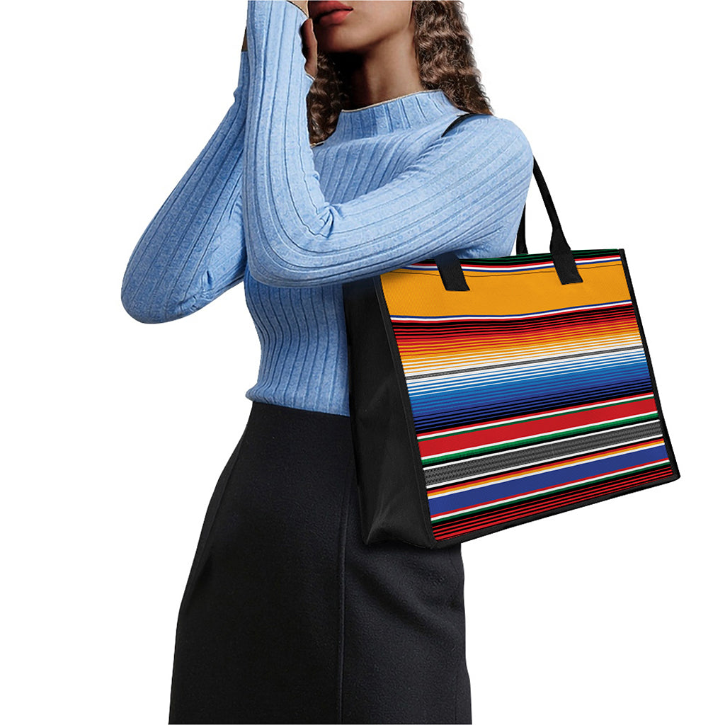 Ethnic Serape Blanket Stripe Print Canvas Tote Bag