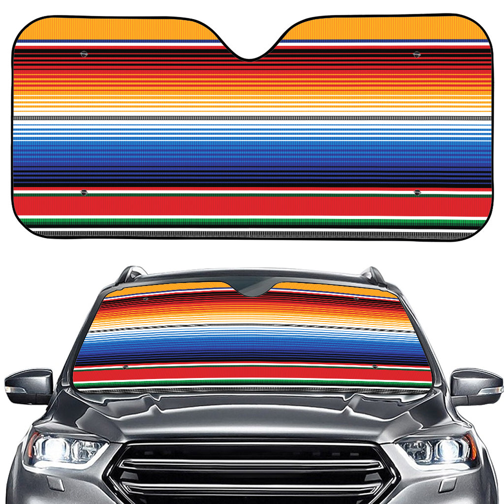 Ethnic Serape Blanket Stripe Print Car Windshield Sun Shade