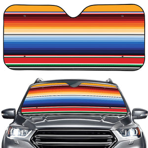 Ethnic Serape Blanket Stripe Print Car Windshield Sun Shade