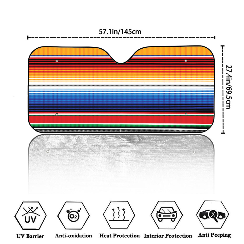 Ethnic Serape Blanket Stripe Print Car Windshield Sun Shade