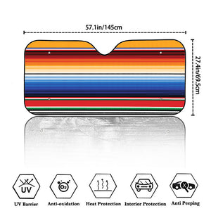 Ethnic Serape Blanket Stripe Print Car Windshield Sun Shade