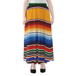 Ethnic Serape Blanket Stripe Print Chiffon Maxi Skirt