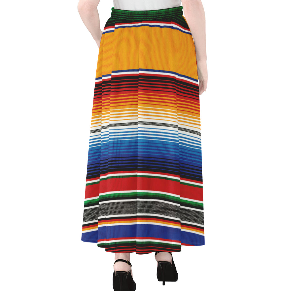 Ethnic Serape Blanket Stripe Print Chiffon Maxi Skirt