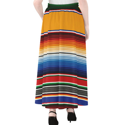 Ethnic Serape Blanket Stripe Print Chiffon Maxi Skirt