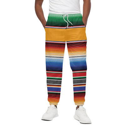 Ethnic Serape Blanket Stripe Print Cotton Pants