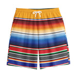 Ethnic Serape Blanket Stripe Print Cotton Shorts