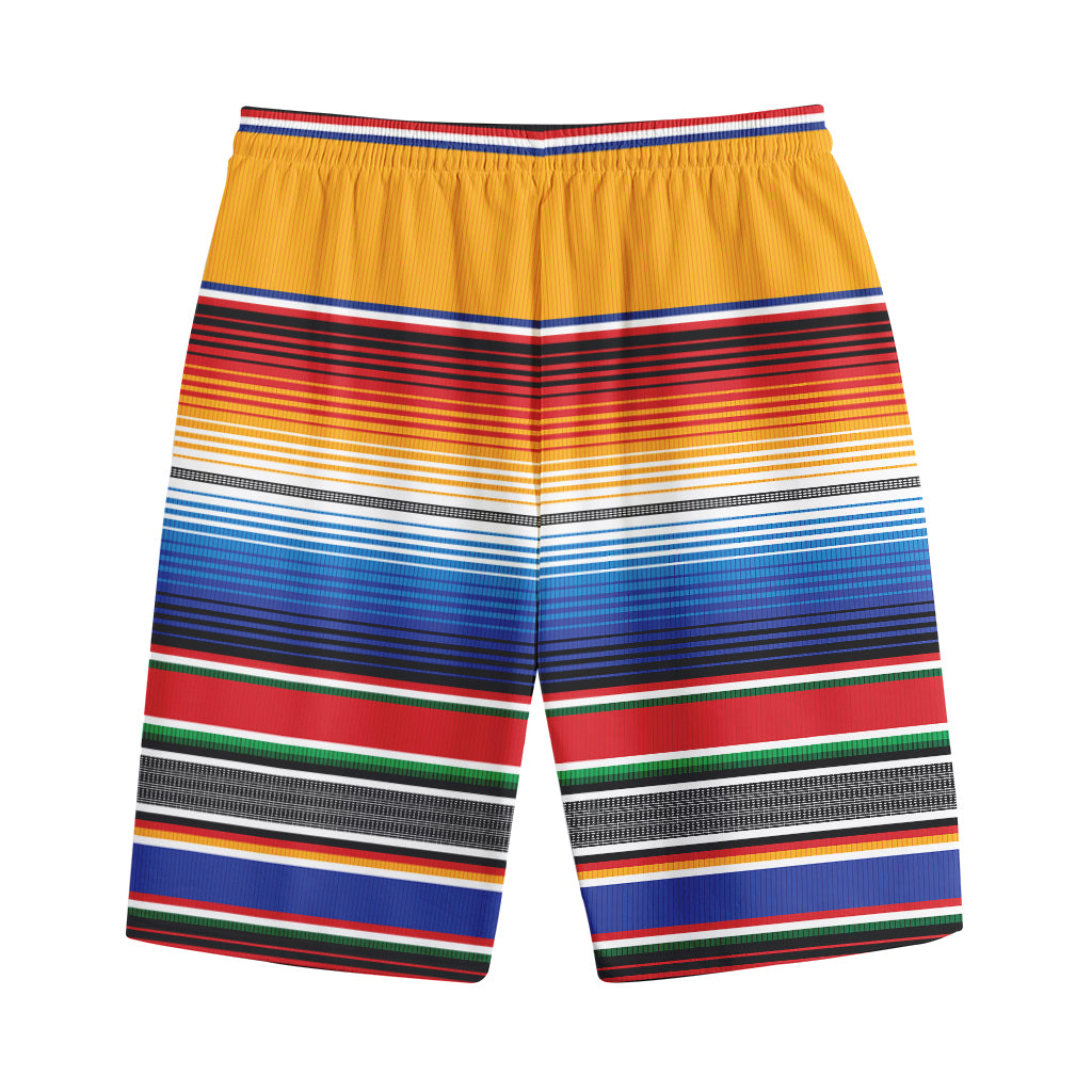 Ethnic Serape Blanket Stripe Print Cotton Shorts
