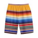 Ethnic Serape Blanket Stripe Print Cotton Shorts