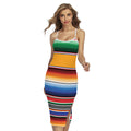 Ethnic Serape Blanket Stripe Print Cross Back Cami Dress