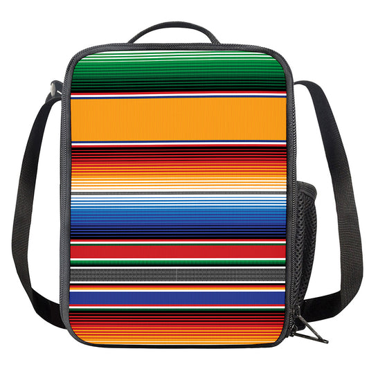 Ethnic Serape Blanket Stripe Print Crossbody Lunch Bag