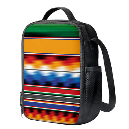 Ethnic Serape Blanket Stripe Print Crossbody Lunch Bag