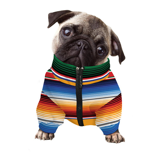Ethnic Serape Blanket Stripe Print Dog Zip Up Jacket