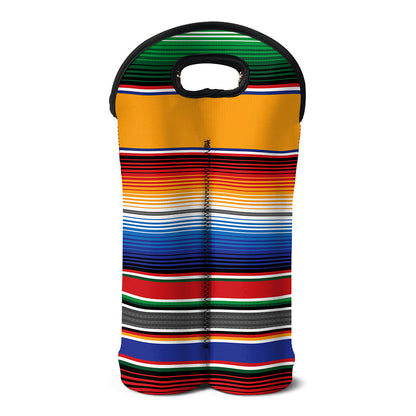 Ethnic Serape Blanket Stripe Print Double Neoprene Wine Tote