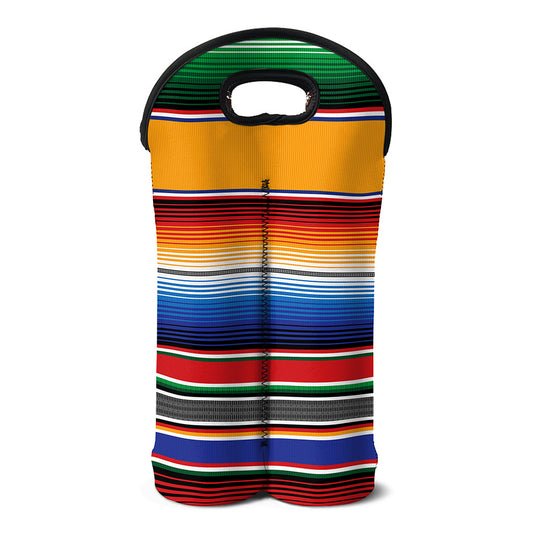 Ethnic Serape Blanket Stripe Print Double Neoprene Wine Tote