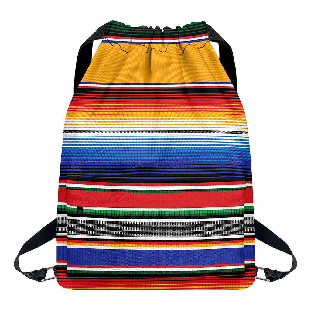 Ethnic Serape Blanket Stripe Print Drawstring Backpack