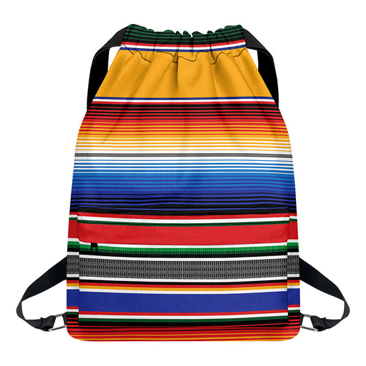Ethnic Serape Blanket Stripe Print Drawstring Backpack