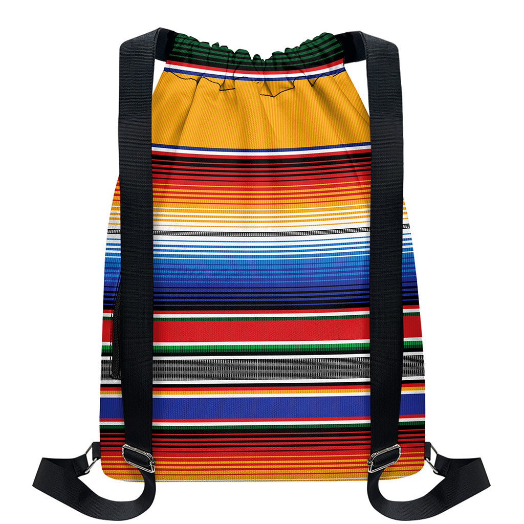Ethnic Serape Blanket Stripe Print Drawstring Backpack