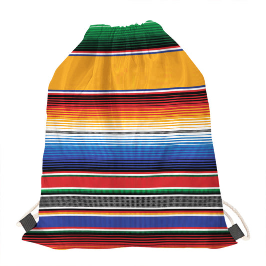 Ethnic Serape Blanket Stripe Print Drawstring Bag