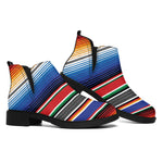 Ethnic Serape Blanket Stripe Print Flat Ankle Boots
