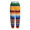 Ethnic Serape Blanket Stripe Print Fleece Lined Knit Pants