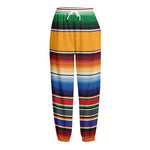 Ethnic Serape Blanket Stripe Print Fleece Lined Knit Pants