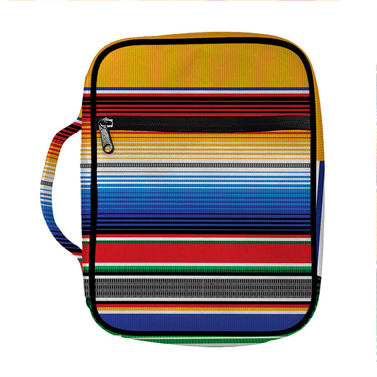Ethnic Serape Blanket Stripe Print Front Pocket Bible Bag