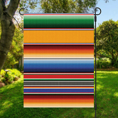 Ethnic Serape Blanket Stripe Print Garden Flag