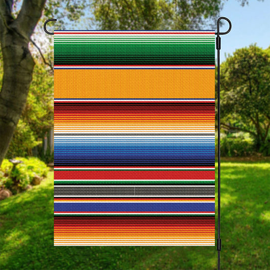 Ethnic Serape Blanket Stripe Print Garden Flag