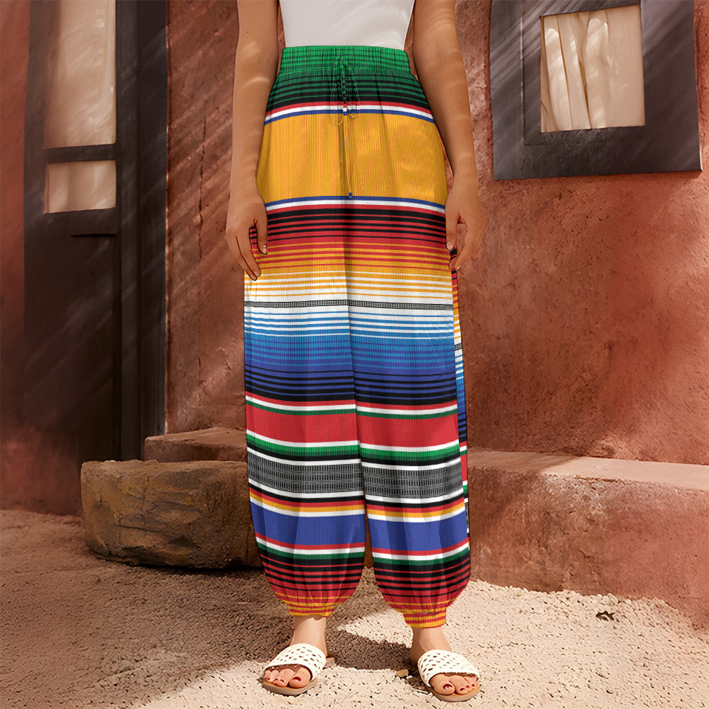 Ethnic Serape Blanket Stripe Print Harem Pants