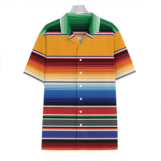 Ethnic Serape Blanket Stripe Print Hawaiian Shirt