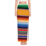 Ethnic Serape Blanket Stripe Print High Slit Maxi Skirt