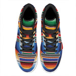 Ethnic Serape Blanket Stripe Print High Top Leather Sneakers