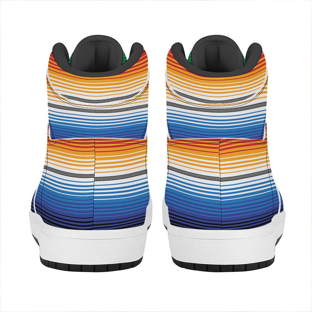 Ethnic Serape Blanket Stripe Print High Top Leather Sneakers