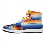Ethnic Serape Blanket Stripe Print High Top Leather Sneakers