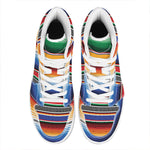 Ethnic Serape Blanket Stripe Print High Top Leather Sneakers