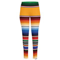 Ethnic Serape Blanket Stripe Print High-Waisted Pocket Leggings