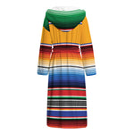 Ethnic Serape Blanket Stripe Print Hooded Bathrobe