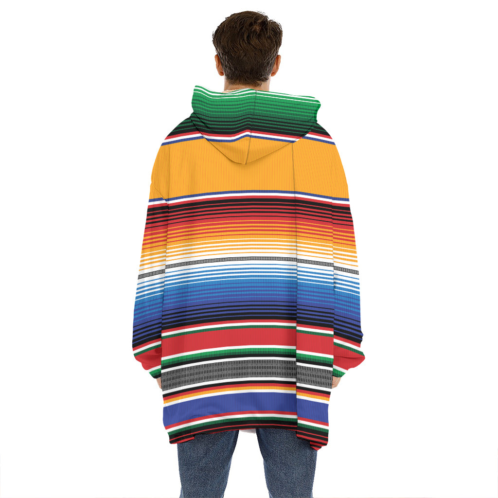 Ethnic Serape Blanket Stripe Print Hoodie Blanket