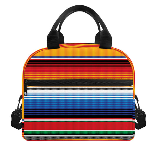 Ethnic Serape Blanket Stripe Print Insulated Lunch Bag