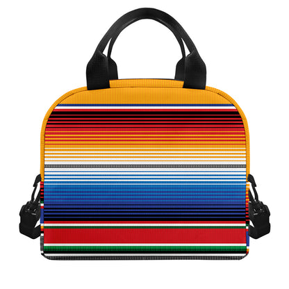 Ethnic Serape Blanket Stripe Print Insulated Lunch Bag