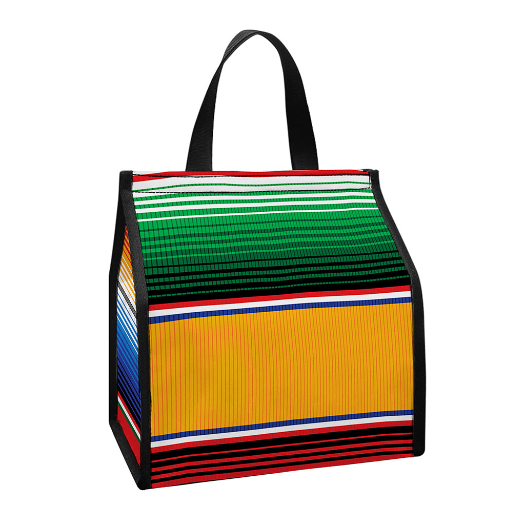 Ethnic Serape Blanket Stripe Print Insulated Lunch Tote