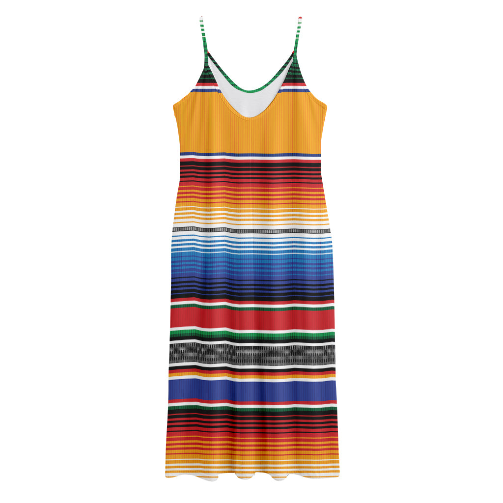 Ethnic Serape Blanket Stripe Print Jersey Midi Cami Dress
