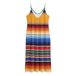 Ethnic Serape Blanket Stripe Print Jersey Midi Cami Dress