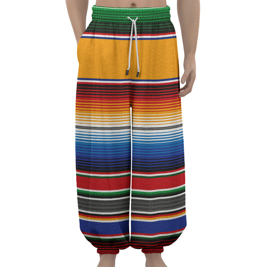 Ethnic Serape Blanket Stripe Print Lantern Pants