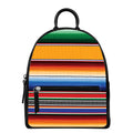 Ethnic Serape Blanket Stripe Print Leather Backpack