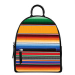 Ethnic Serape Blanket Stripe Print Leather Backpack