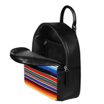 Ethnic Serape Blanket Stripe Print Leather Backpack