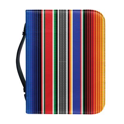 Ethnic Serape Blanket Stripe Print Leather Bible Cover