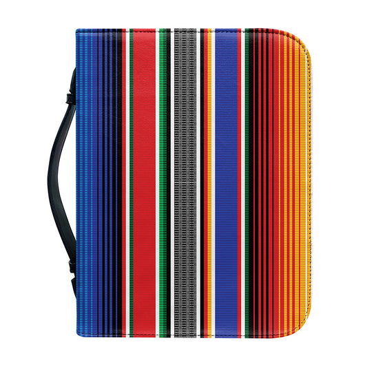 Ethnic Serape Blanket Stripe Print Leather Bible Cover