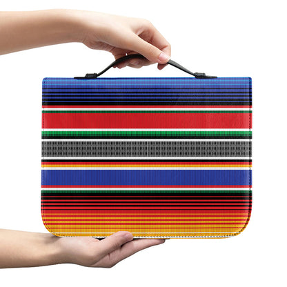 Ethnic Serape Blanket Stripe Print Leather Bible Cover